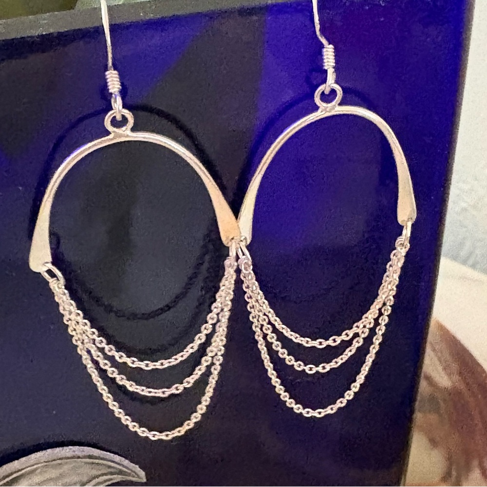 Elegant Sterling Chain Dangle Earrings
